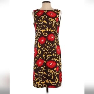 Oscar De La Renta Floral Sleeveless Dress - Red and Yellow Pattern Size 4
